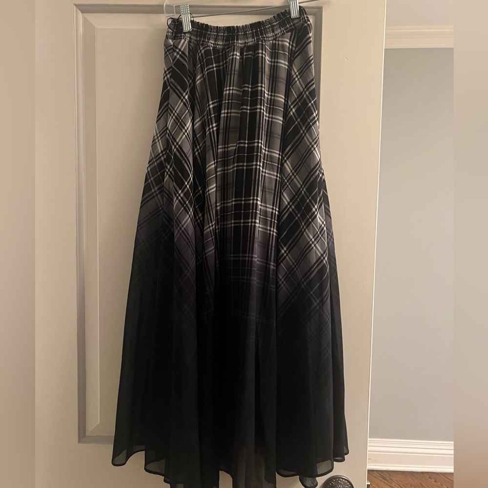 Fame Chiffon Maxi Skirt Plaid Ombré